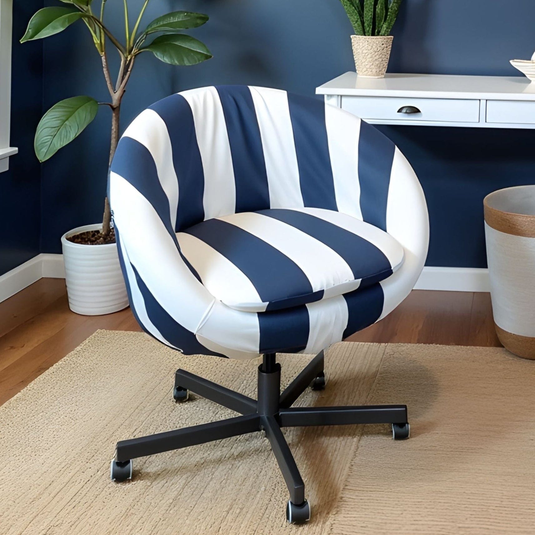 Rockin Cushions IKEA Skruvsta Navy Blue Cabana Stripe Slip Cover, Compatible with IKEA SKRUVSTA